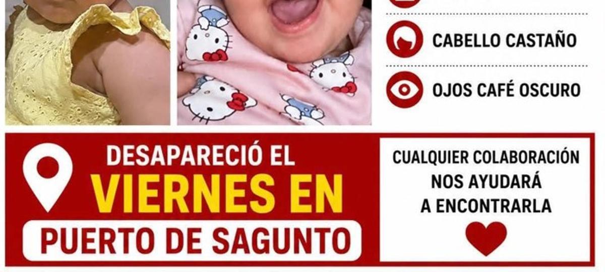 Parte de cartel difundido para encontrar a la pequeña