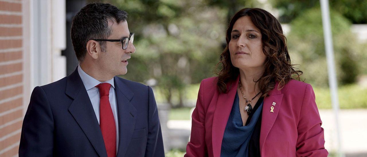 Félix Bolaños y Laura Vilagrà se reúnen para reactivar la relación del Gobierno y la Generalitat