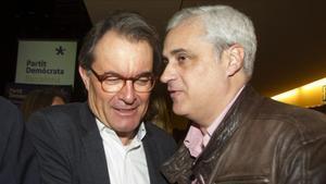 El ’expresident’ Artur Mas y el ’exconseller’ Germà Gordó, el pasado 25 de febrero en un acto del PDECat.
