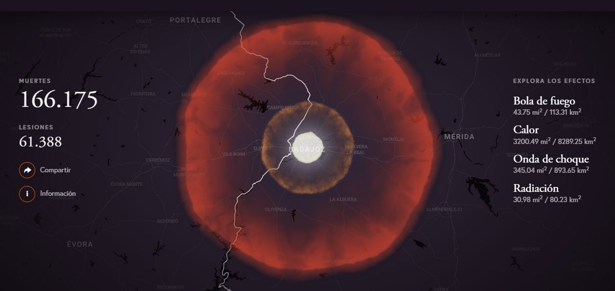 Simulación de la bomba nuclear en Badajoz.