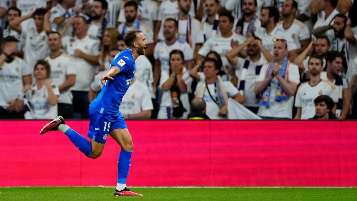 Borja Mayoral celebrando su gol ante el Madrid