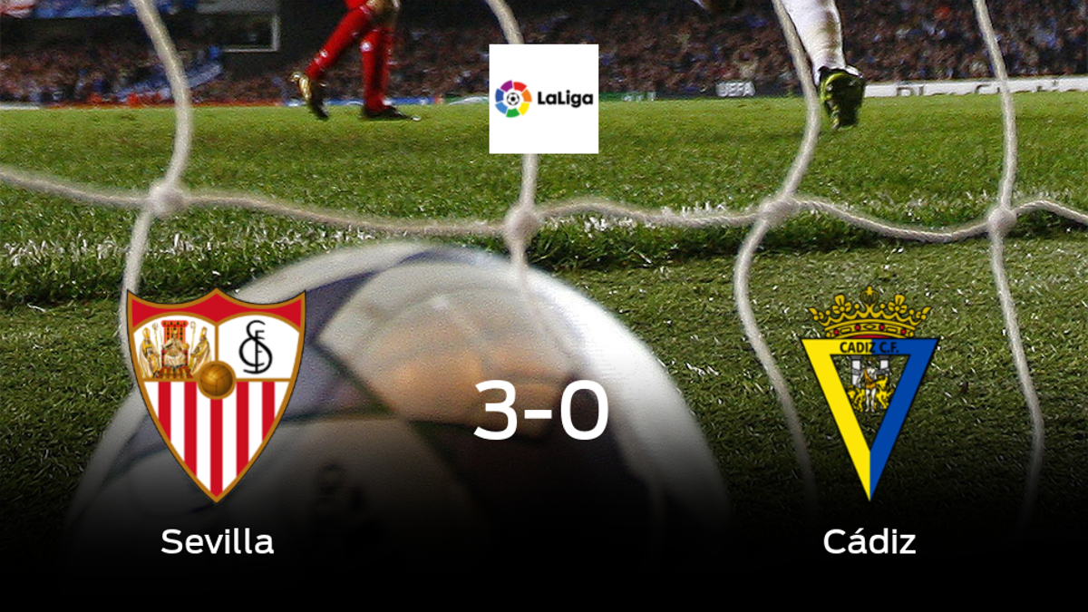 El Sevilla consigue los tres puntos en casa tras pasar por encima del Cádiz (3-0)