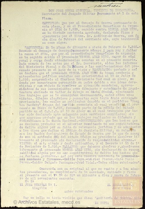 Sentencia de Miguel Abad