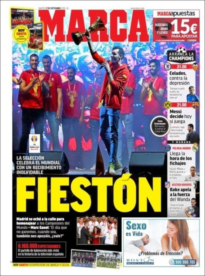 Portadas de la prensa deportiva del 17 de septiembre