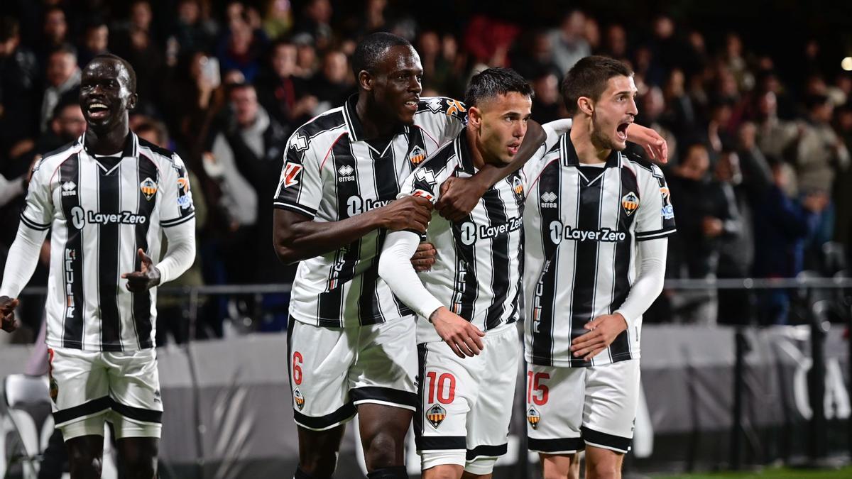 Los jugadores del Castellón celebran el 1-0 ante la UD Las Palmas