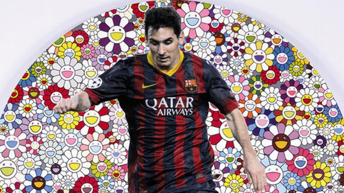 El cuadro &quot;Messi y un universo de flores&quot;, de Murakami