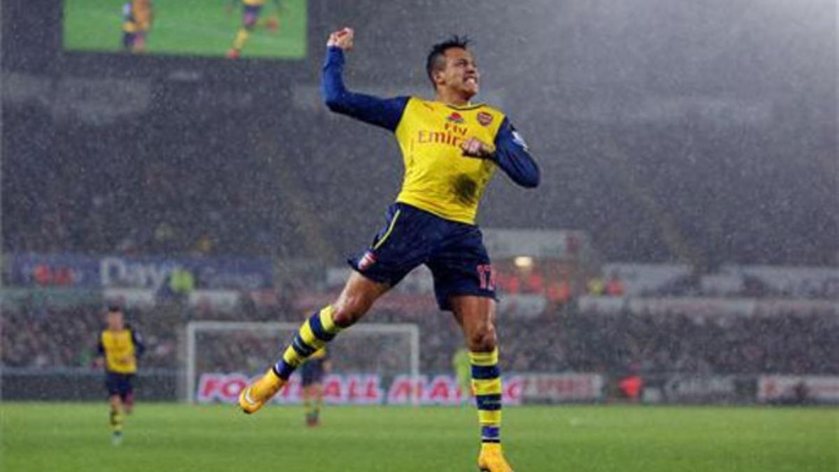 Alexis celebrando un gol con el Arsenal