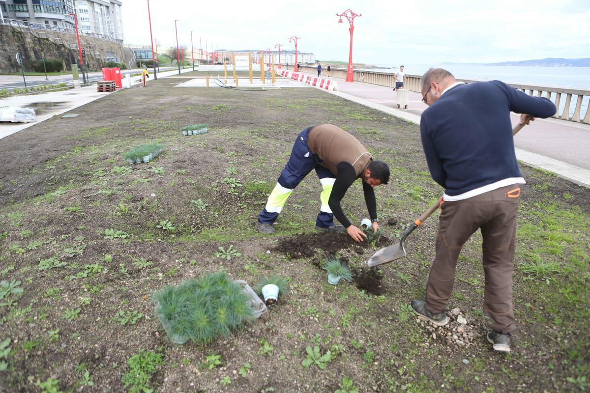 Últimos retoques en la obra del paseo marítimo de A Coruña