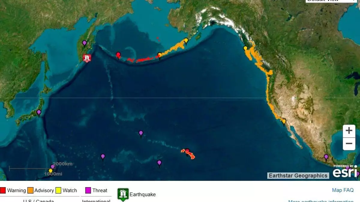 Un terratrèmol de magnitud 8,7 provoca alertes de tsunami a diferents territoris del Pacífic