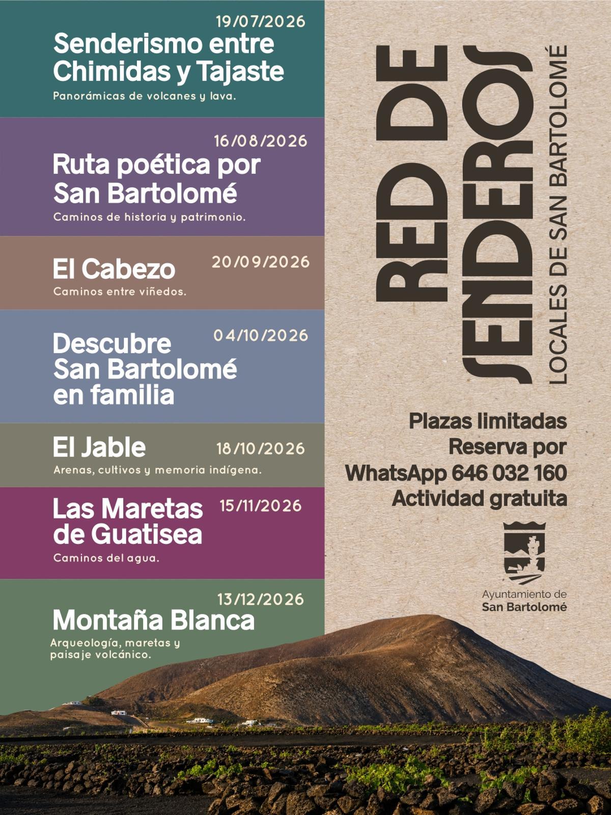 Cartel genérico de rutas guiadas en San Bartolomé.