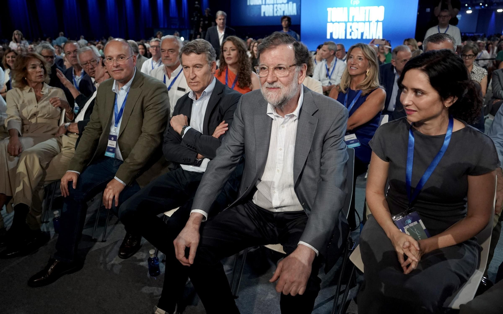 Tellado, Feijóo, Rajoy y Ayuso. Congreso Nacional del Partido Popular.