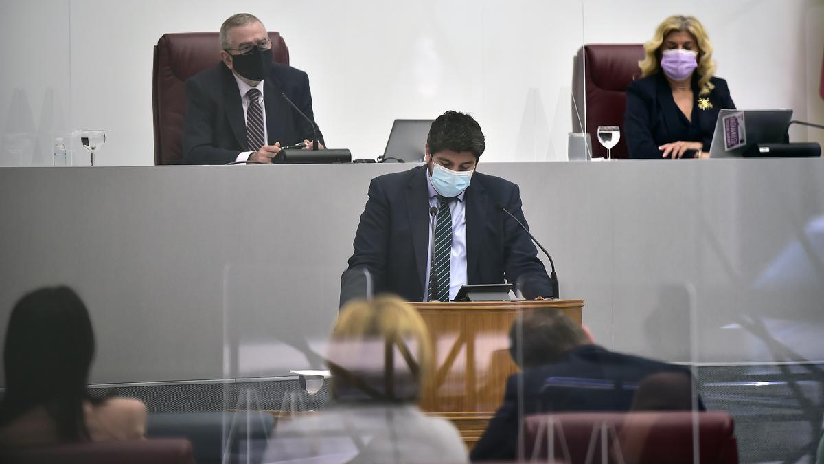 López Miras, durante su intervención.