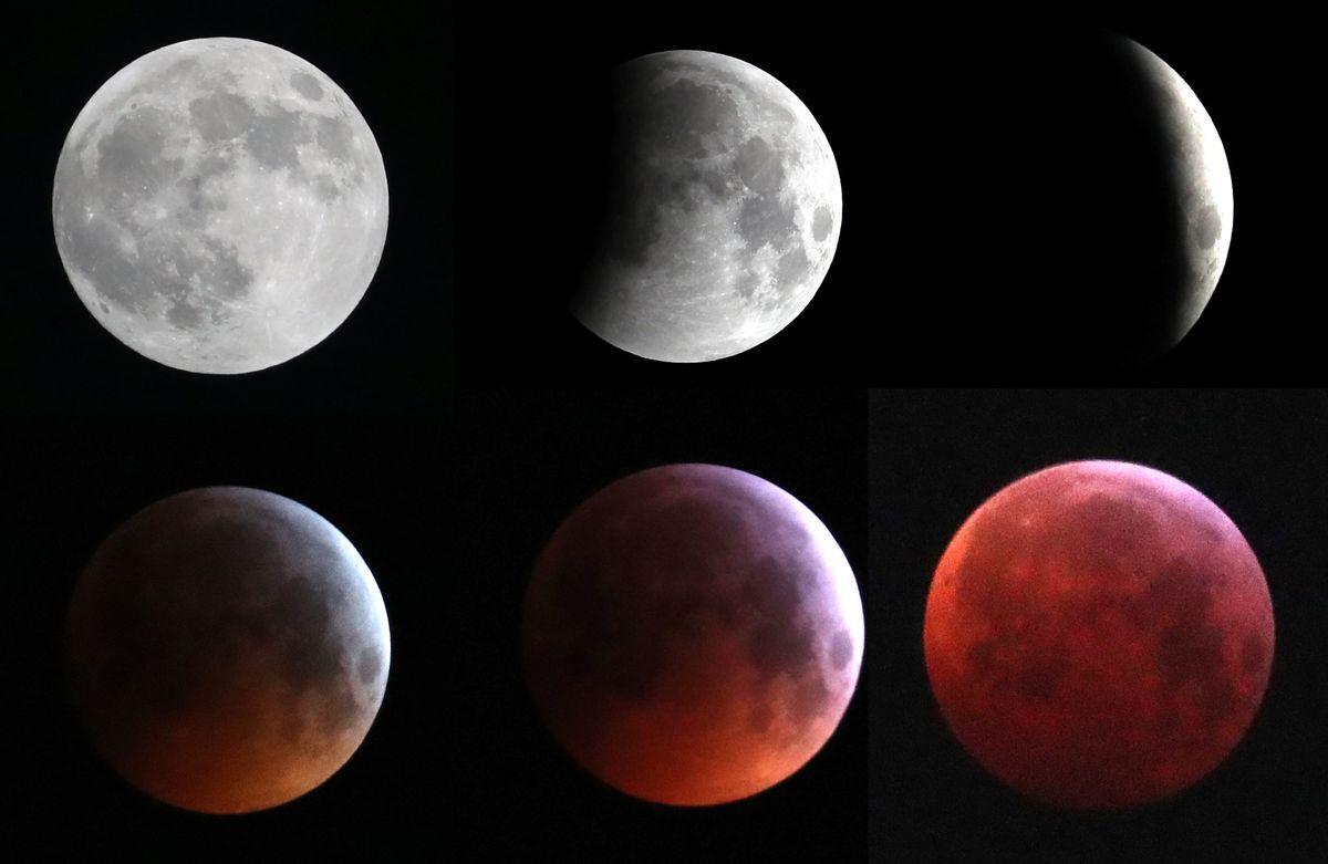 La luna durante un eclipse lunar total, conocido como ’luna de sangre’