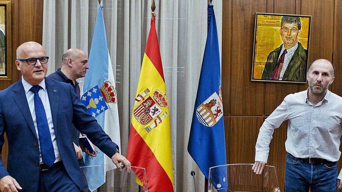 Manuel Baltar y Pérez Jácome en una rueda de prensa en la Diputación de Ourense.