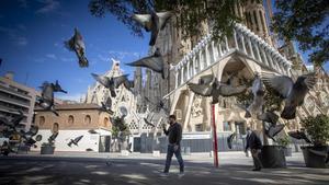 La Sagrada Família, sin turistas.