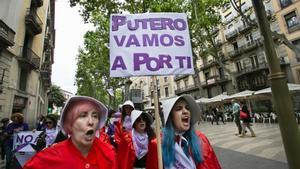 Imágenes de archivo de una marcha abolicionista en Barcelona.