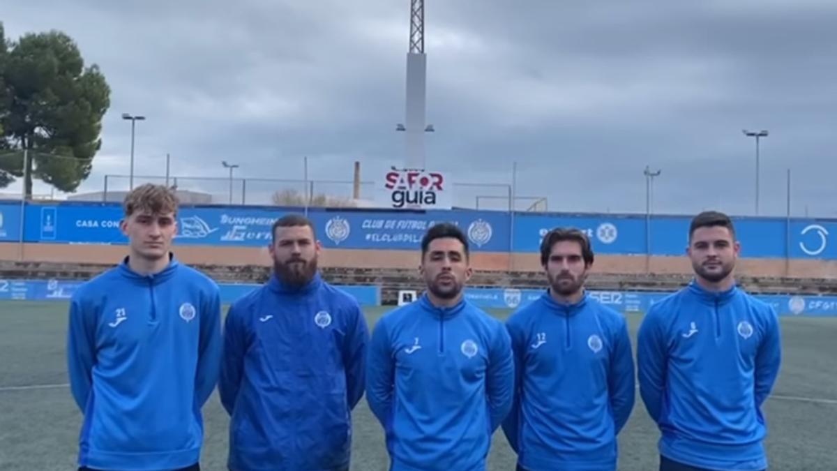 Los jugadores locales del CF Gandia en un video de promoción del partido de este sábado