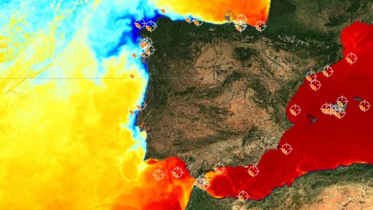 Registros de temperatura del agua en el Mediterráneo.