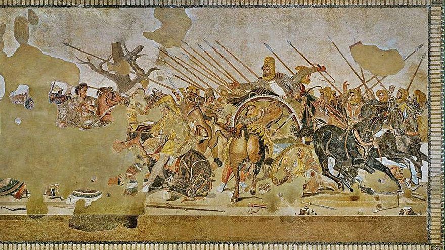 Mosaico de la Batalla de Issos, en Pompeya