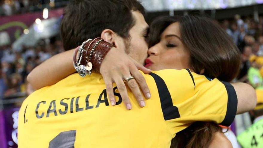 El beso que la pareja se dio en la Eurocopa de 2012.