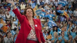 Rita Barberá durante un acto de campaña electoral en Valencia.