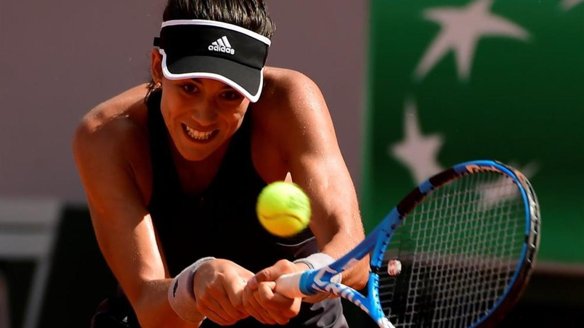 La tenista española Garbiñe Muguruza en un imagen durante la semifinal de Roland Garros que disputó contra la rumana Simona Halep