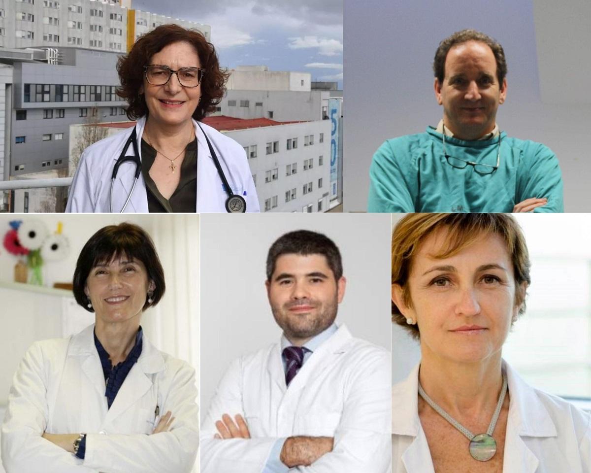 Arriba, Marina Blanco y González Llanos; abajo, Carmen Vidal, Fernández Ferro y Manuela Camino