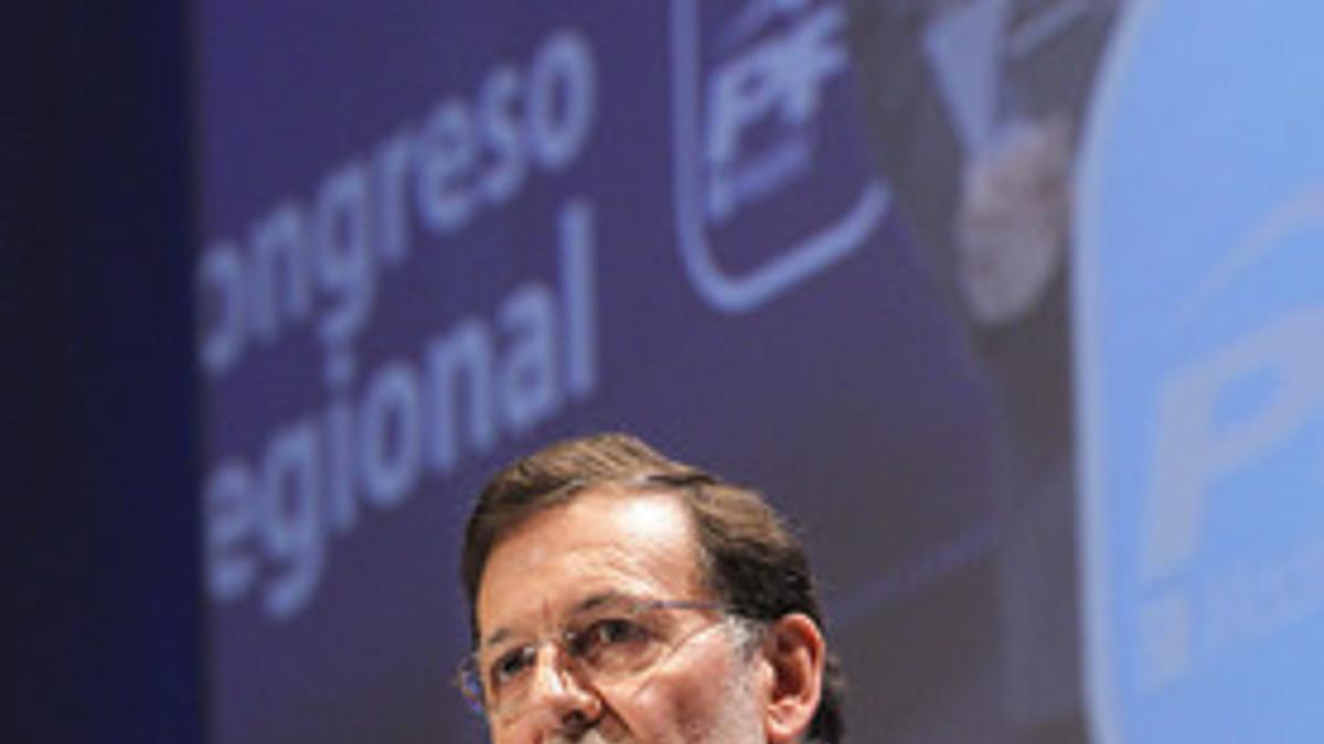 El presidente del Gobierno y líder del PP, Mariano Rajoy, durante su intervención en la clausura del congreso del PP de Madrid.