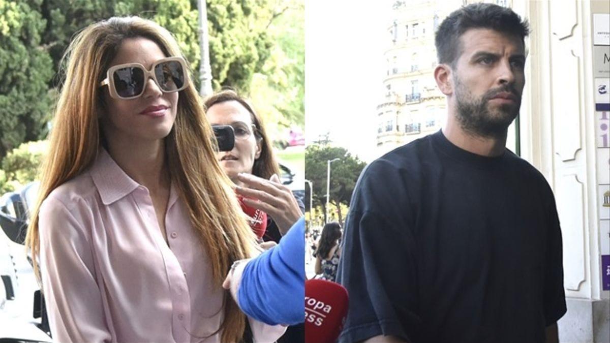 La cantante Shakira y el futbolista Piqué, a su llegada al despacho Tamborero Abogados, donde se reunieron el jueves, 15 de septiembre, para llegar a un acuerdo sobre la custodia de sus hijos.