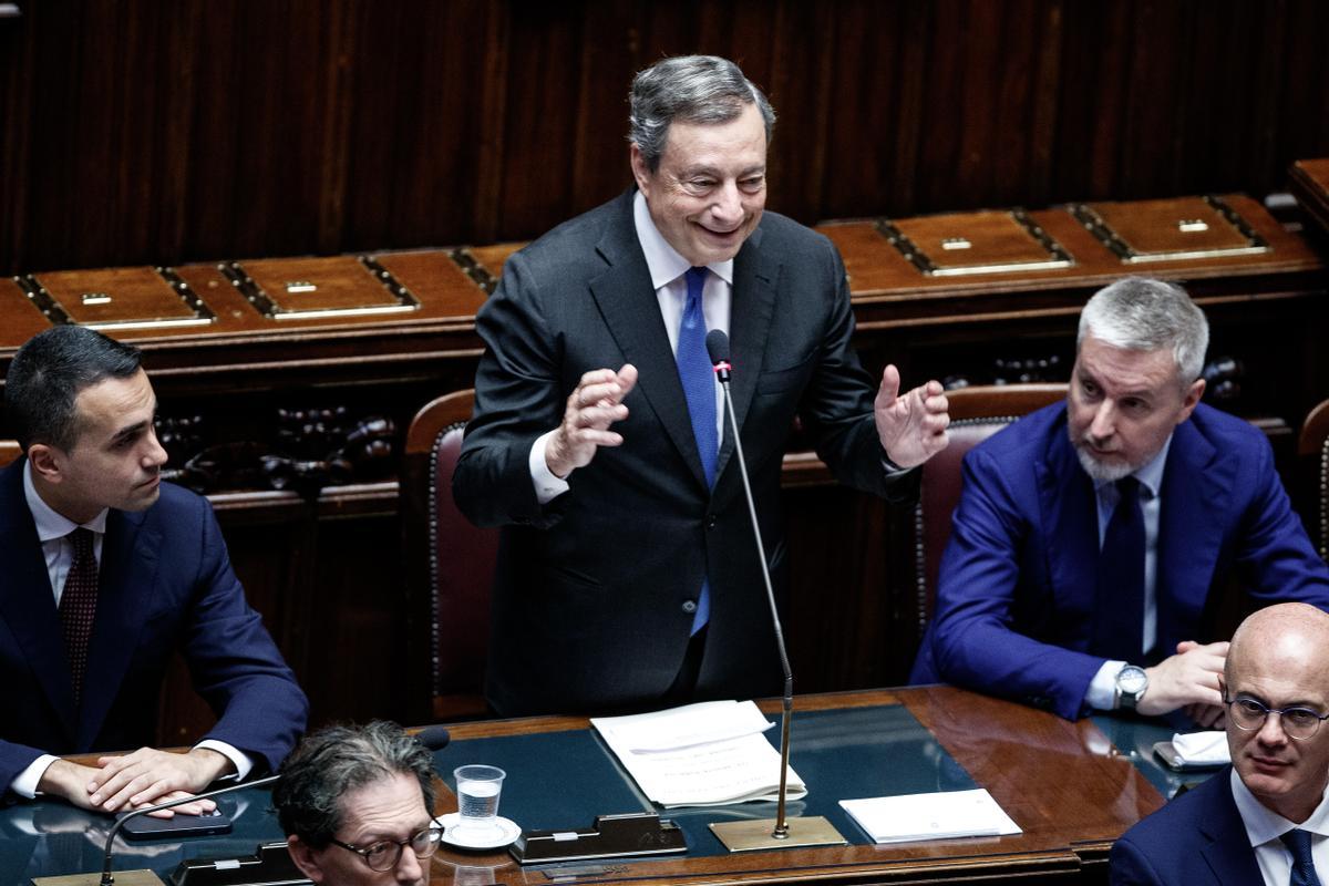 Draghi, durante su intervención en el Parlamento italiano