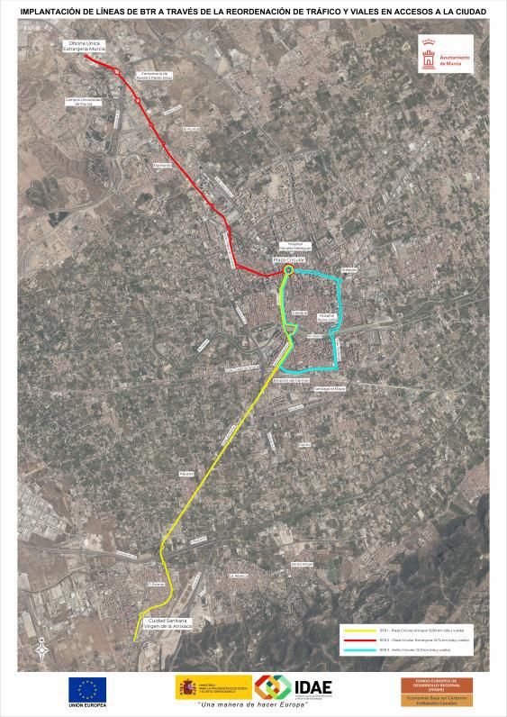 Los carriles de tránsito rápido de Murcia tendrán tres grandes rutas