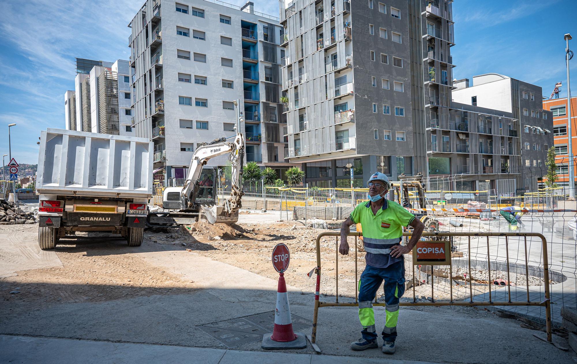 Trabajador de la construcción, en una obra