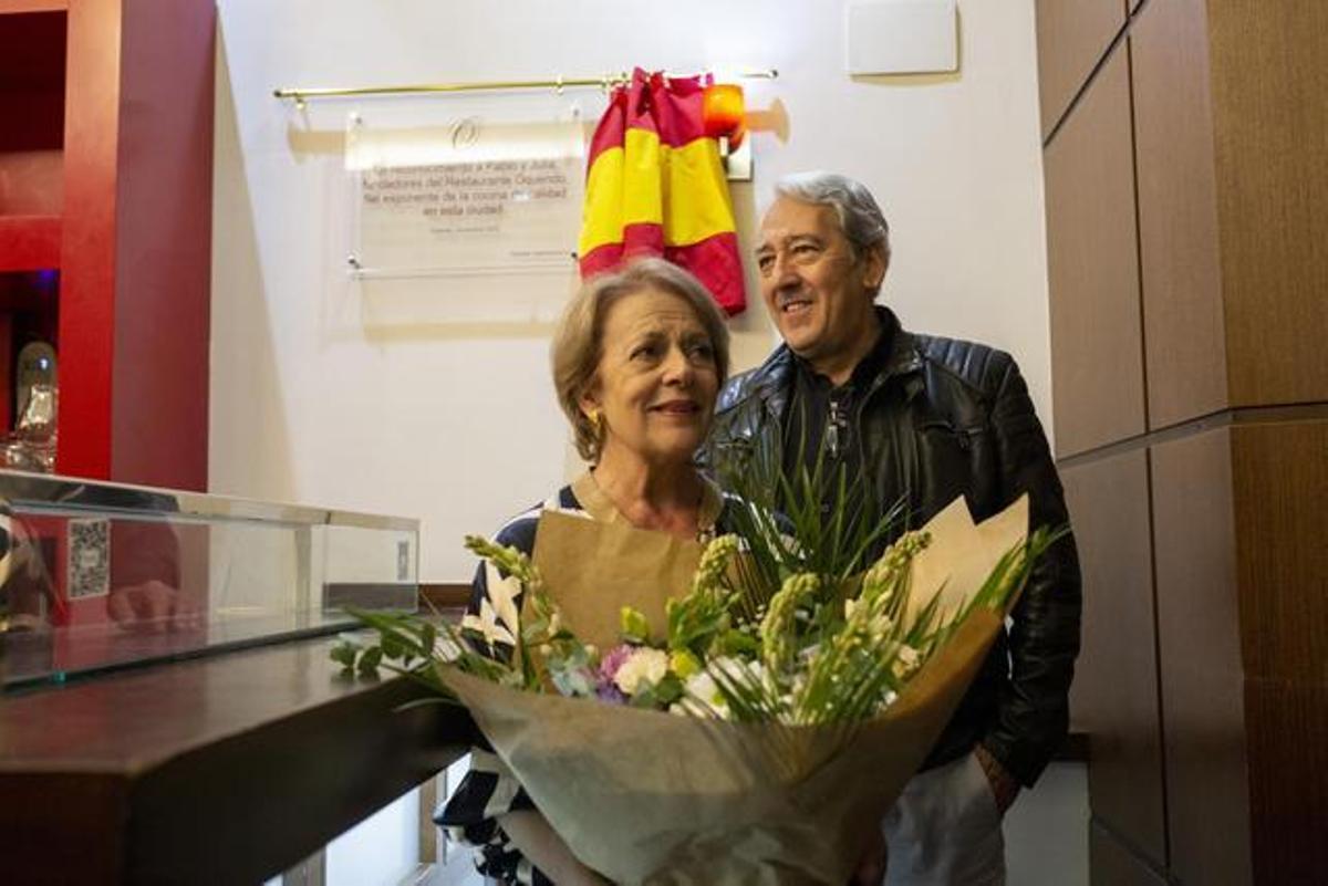 Julia Moreno y Pablo Medrano en el homenaje por su jubilación