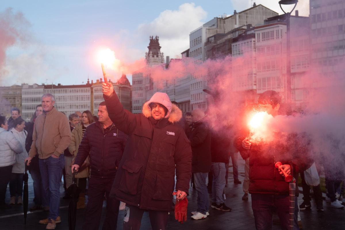 Concentración de pescadores en O Parrote en protesta por el nuevo Reglamento de Control de la Unión Europea