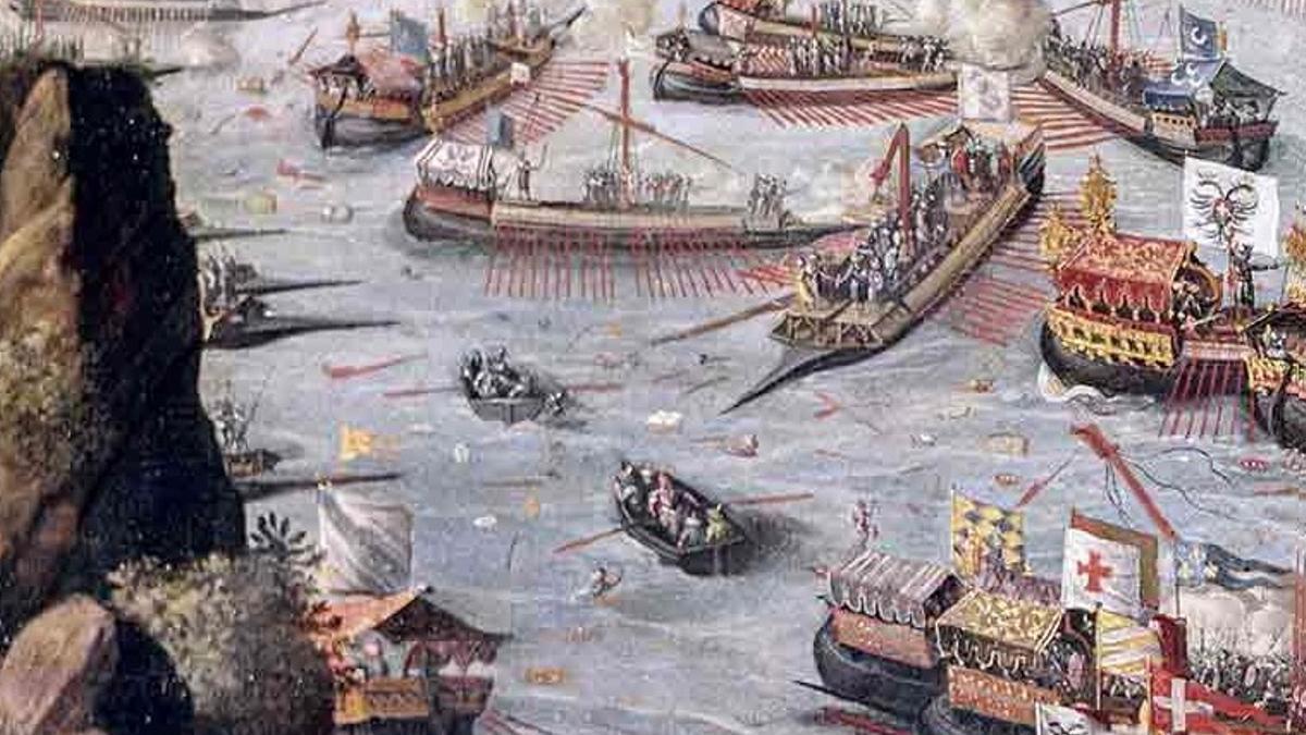 Ilustración del cartel de la exposición sobre la batalla de Lepanto.