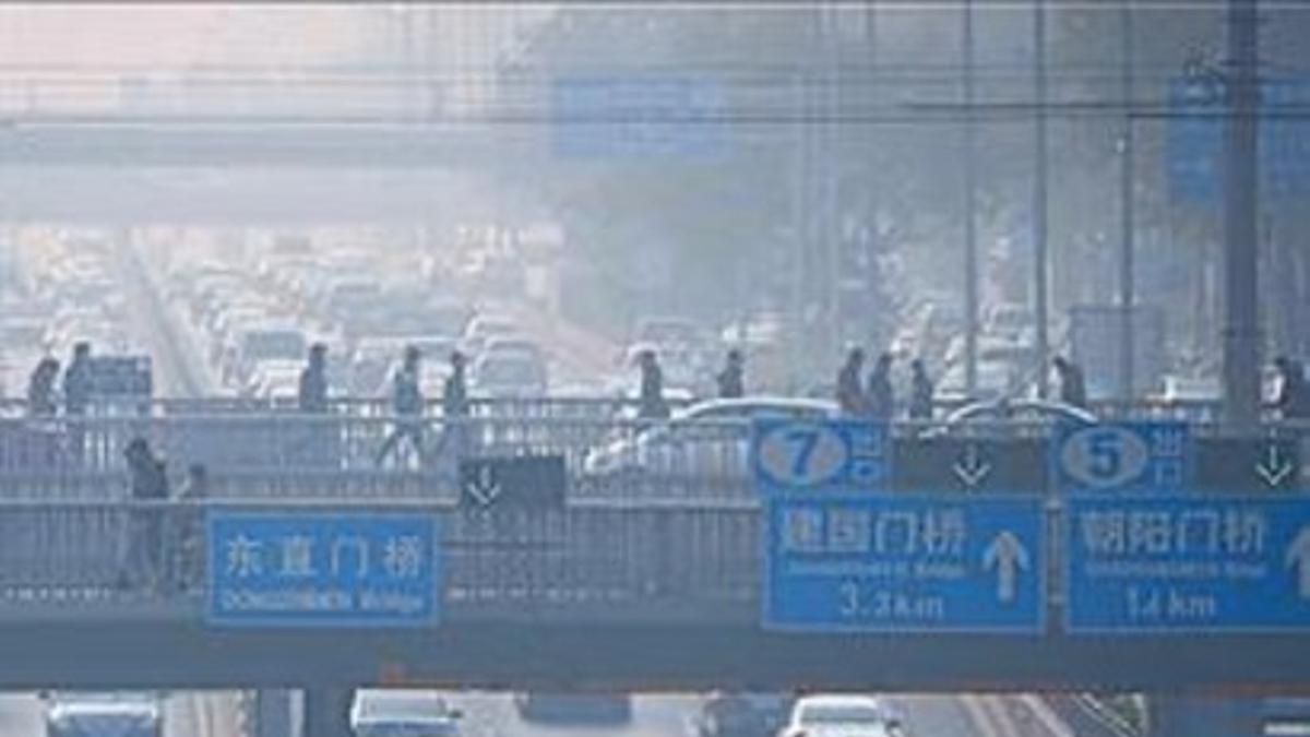 Congestión viaria en Pekín.