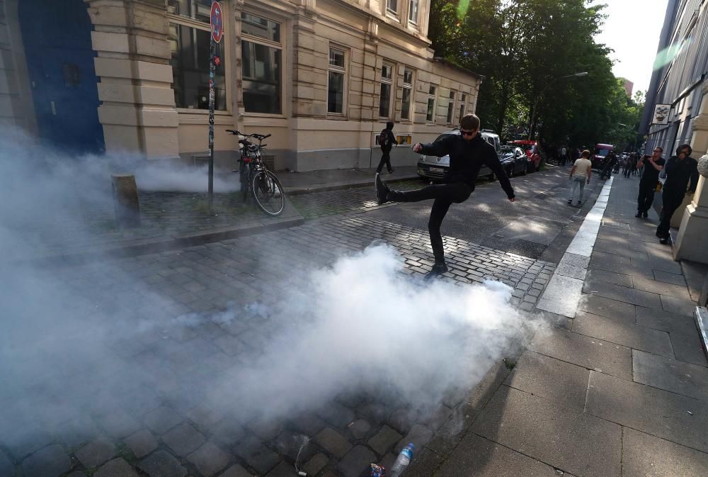 Nueva jornada de disturbios en las protestas contra la cumbre del G20 en Hamburgo.