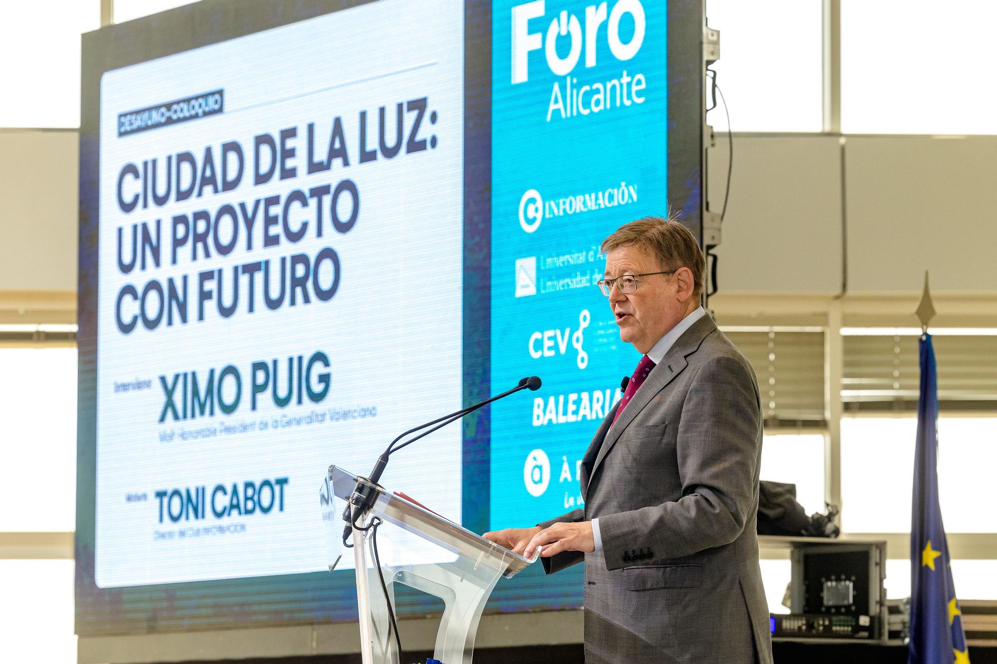 Ximo Puig anuncia que la actividad en la Ciudad de la Luz se retomará después del verano