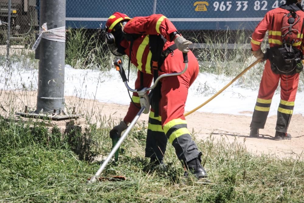 Simulacro de extinción de incendios en Alcoy