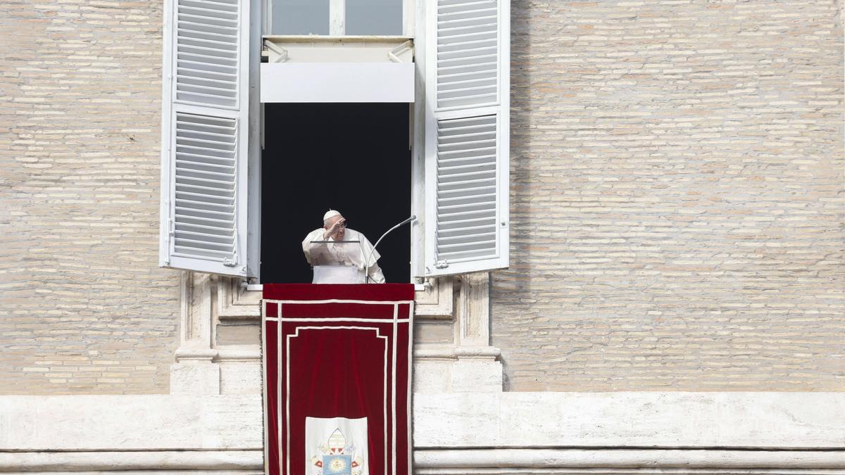 Pope Francis recites the Angelus prayer
