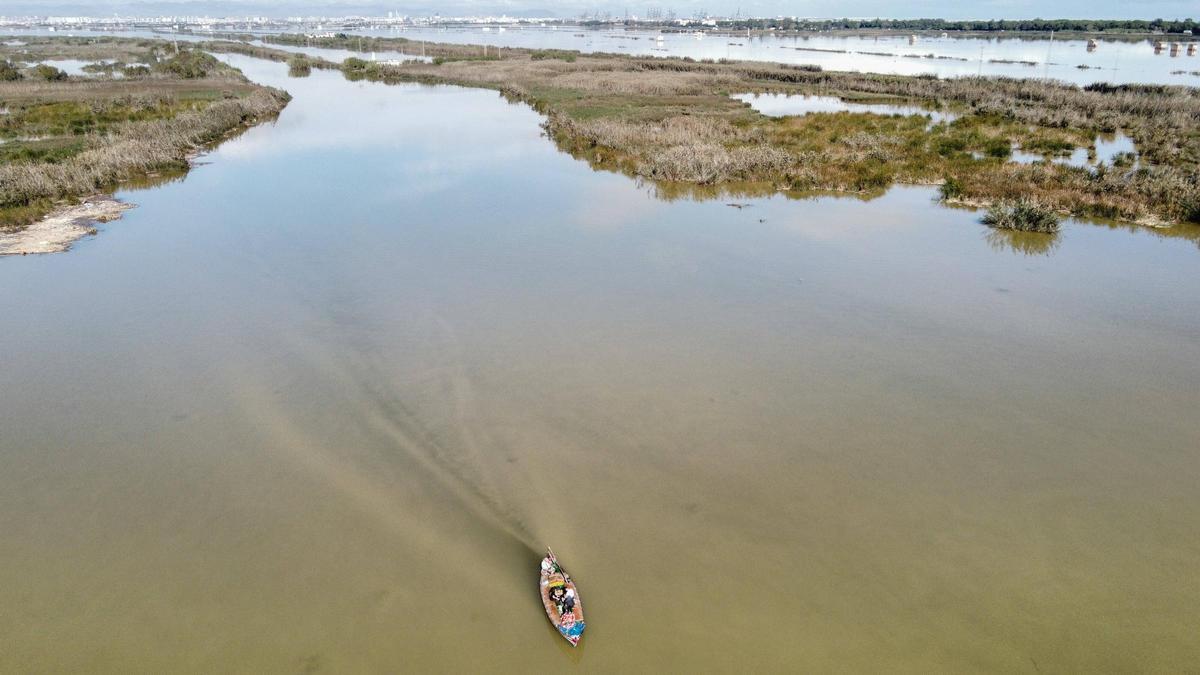 Desembocadura de la rambla del Poyo en l'Albufera, en una imagen captada el 2 de noviembre de 2024.