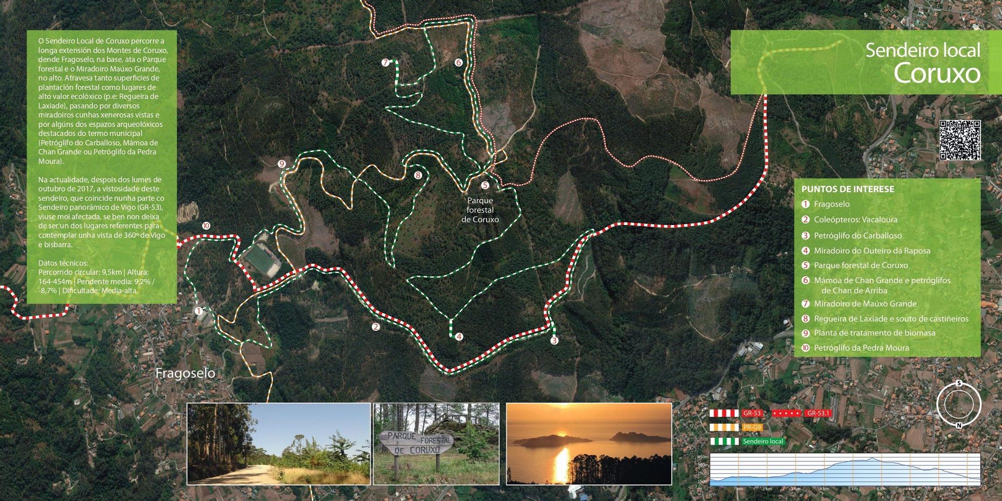 Plano del sendeiro local de de Coruxo dentro del programa de rutas de senderismo guiadas y gratis &quot;Vigo, camiño a camiño&quot;