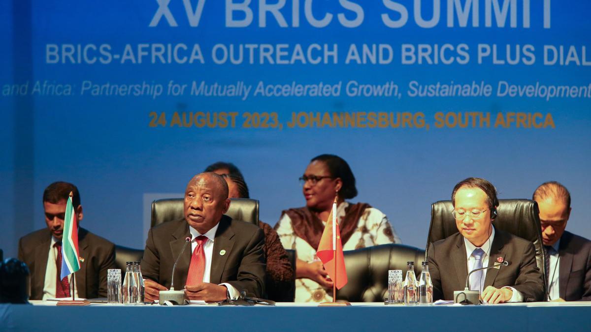 Un instante de la reunión de los BRICS