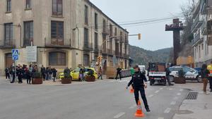 Lugar del accidente donde una niña de 12 años ha muerto tras precipitarse de un tercer piso en Sallent