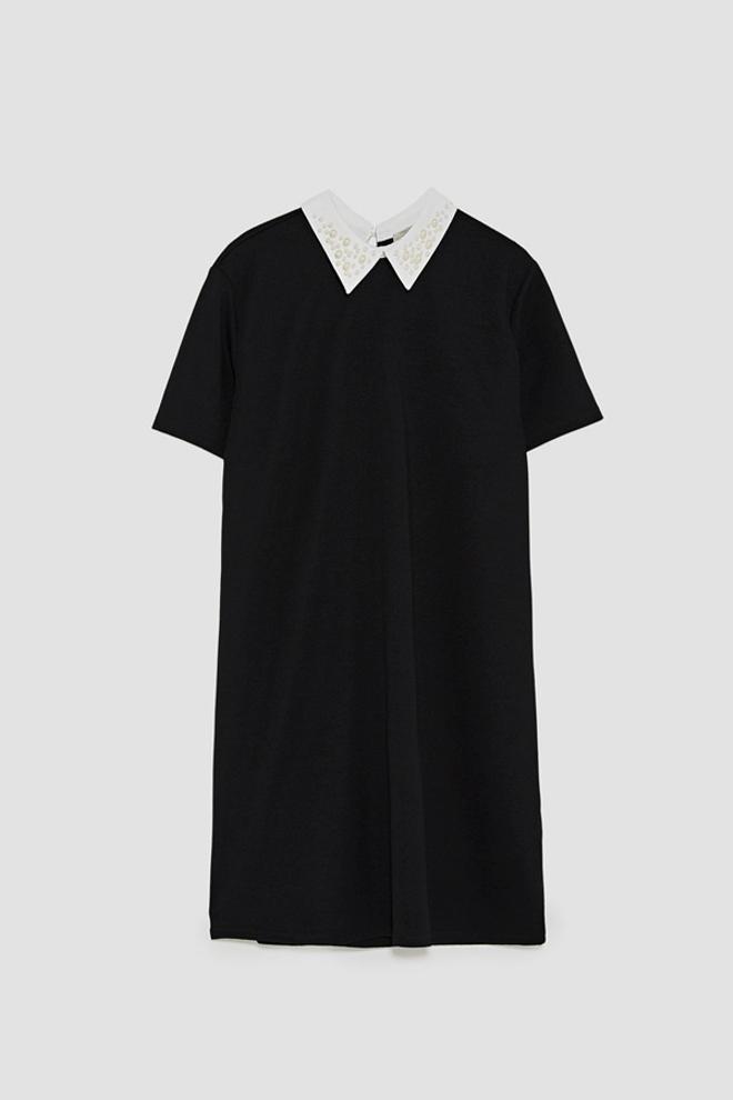 Disfraces fáciles para chica en Halloween: vestido mini de Zara con cuello joya