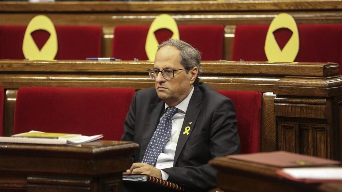 El 'president' Quim Torra, en el Parlament.