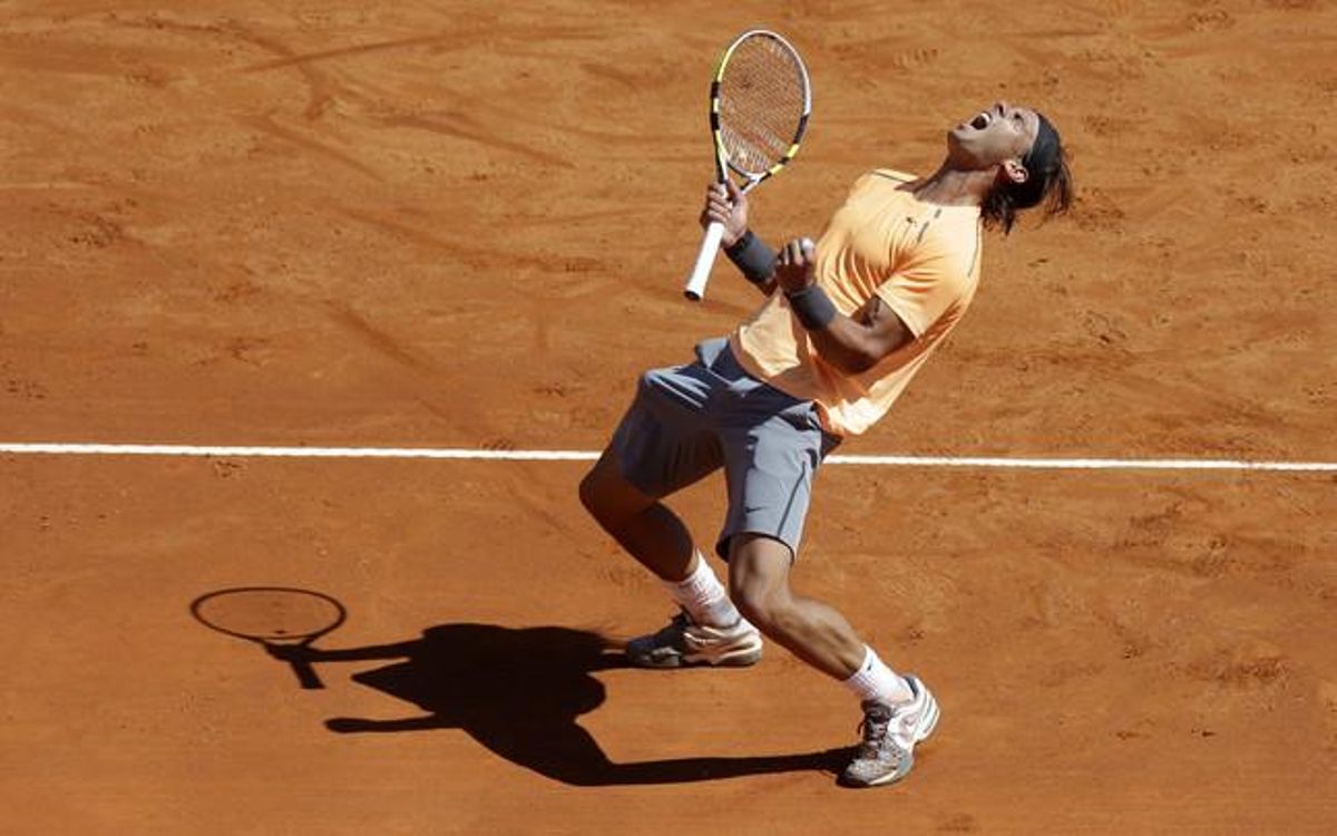 Rafa Nadal celebra el seu vuitè títol consecutiu de Montecarlo.