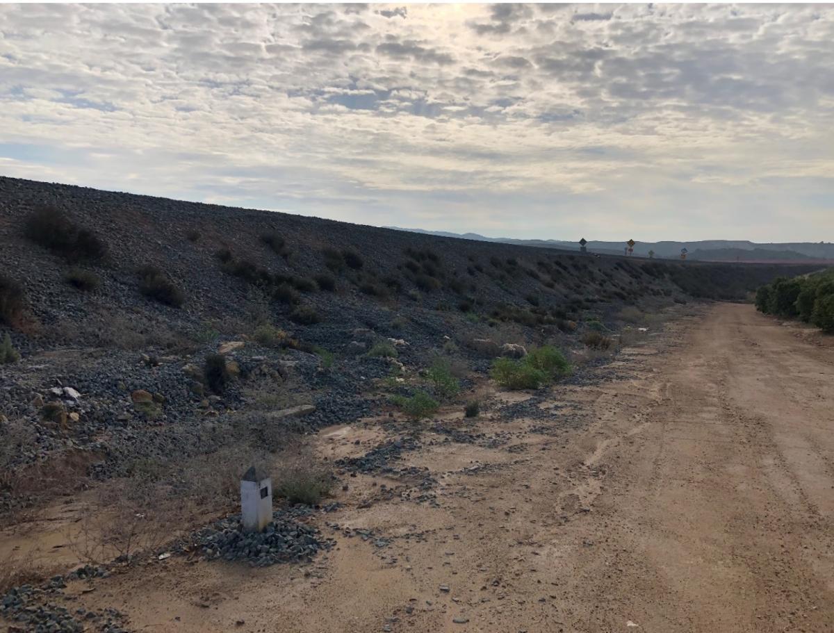 Talud aguas abajo del terraplén.