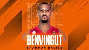 Brandon Davies, nuevo jugador taronja