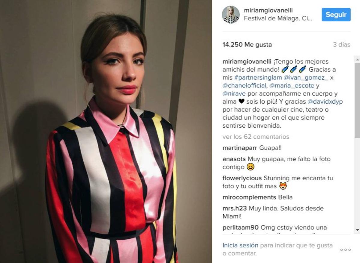 Miriam Giovanelli con vestido de María Escoté